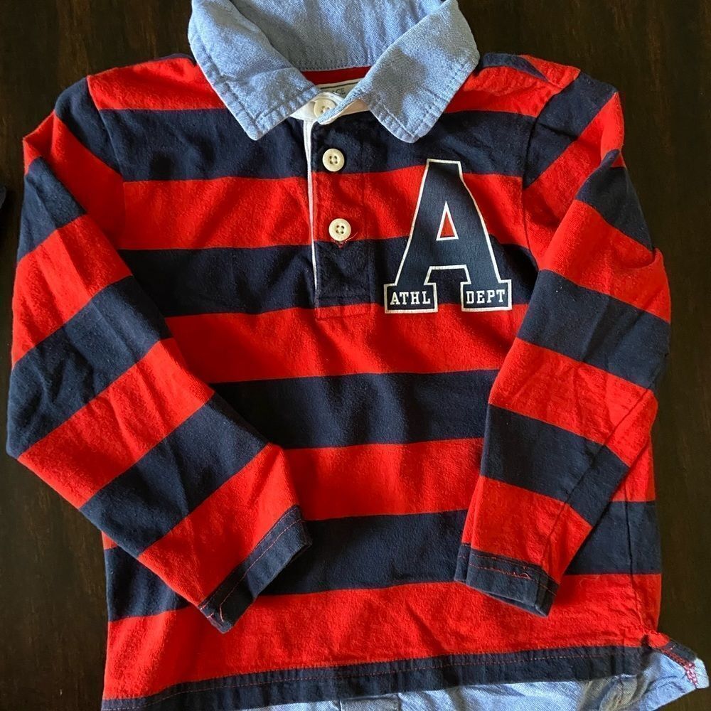 Toddler 3T Striped Collared Rugby Sweatshirt